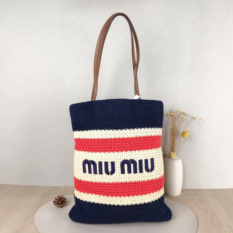 Miumiu Shoulder Bag Raffia Woven Woven One Size31 × 2 × 37 cm