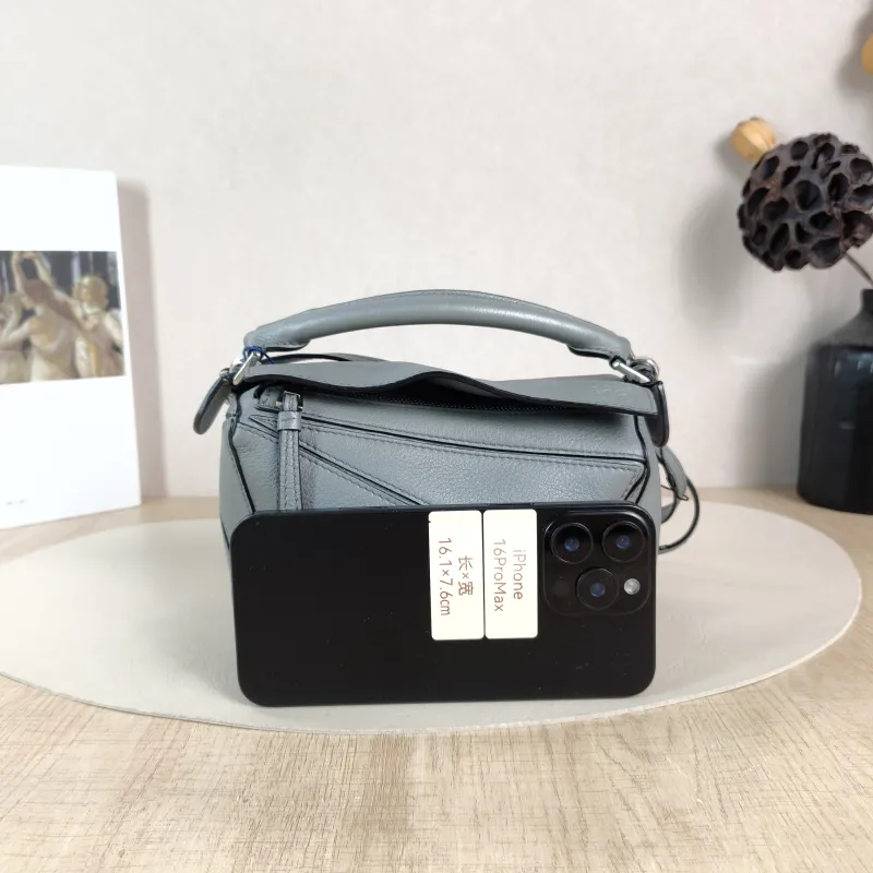 LOEWE Crossbody Bag Puzzle Grey Calfskin Mini 18 × 8 × 12.5 cm — cover view 5 of 5