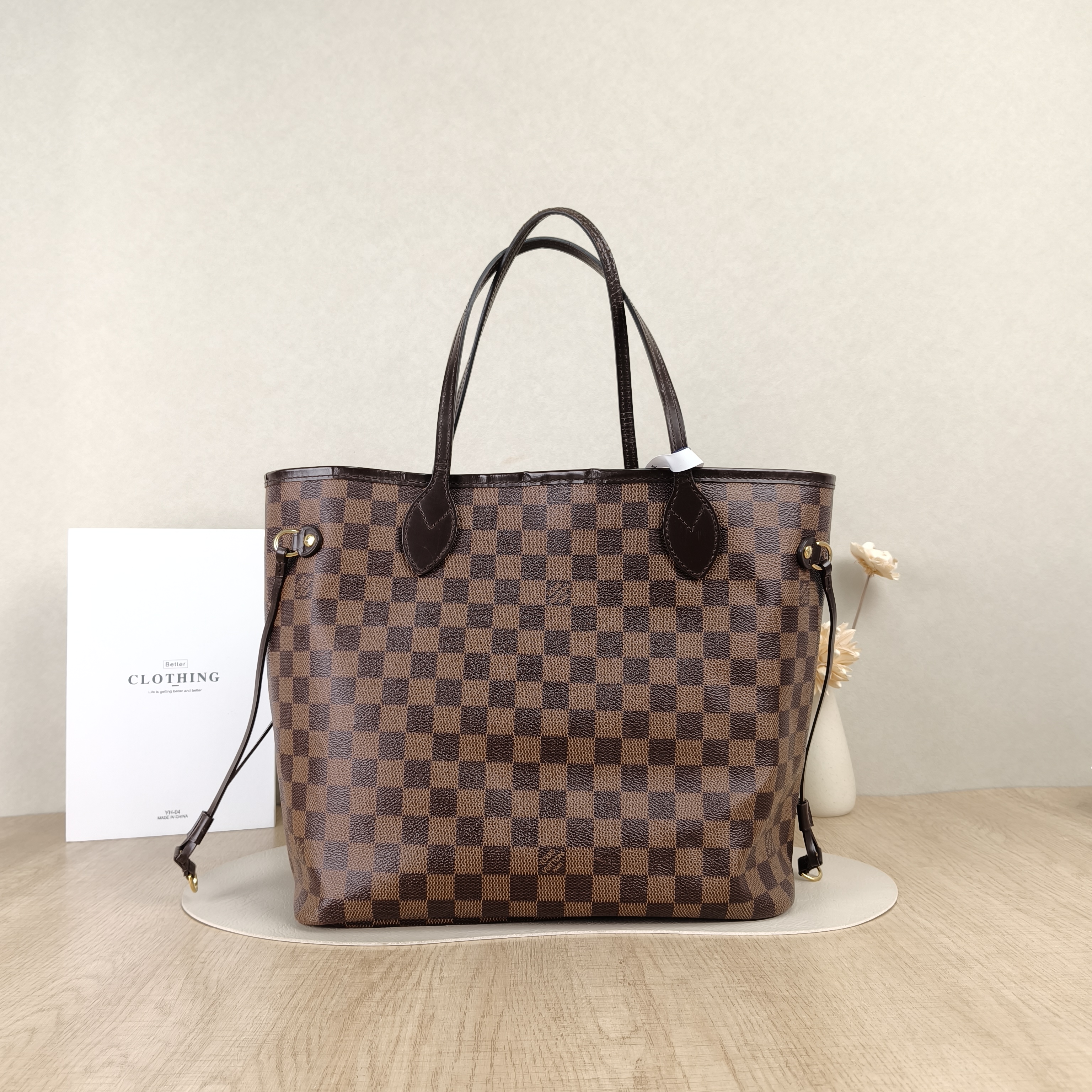 Louis Vuitton Shoulder Bag Neverfull Damier Ebene PVC Medium31 × 14 × 28 cm