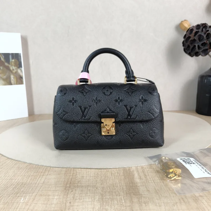 Louis Vuitton Crossbody Bag MADELEINE Black Monogram Empreinte Embossed Calfskin nano 21 × 6 × 12.5 cm