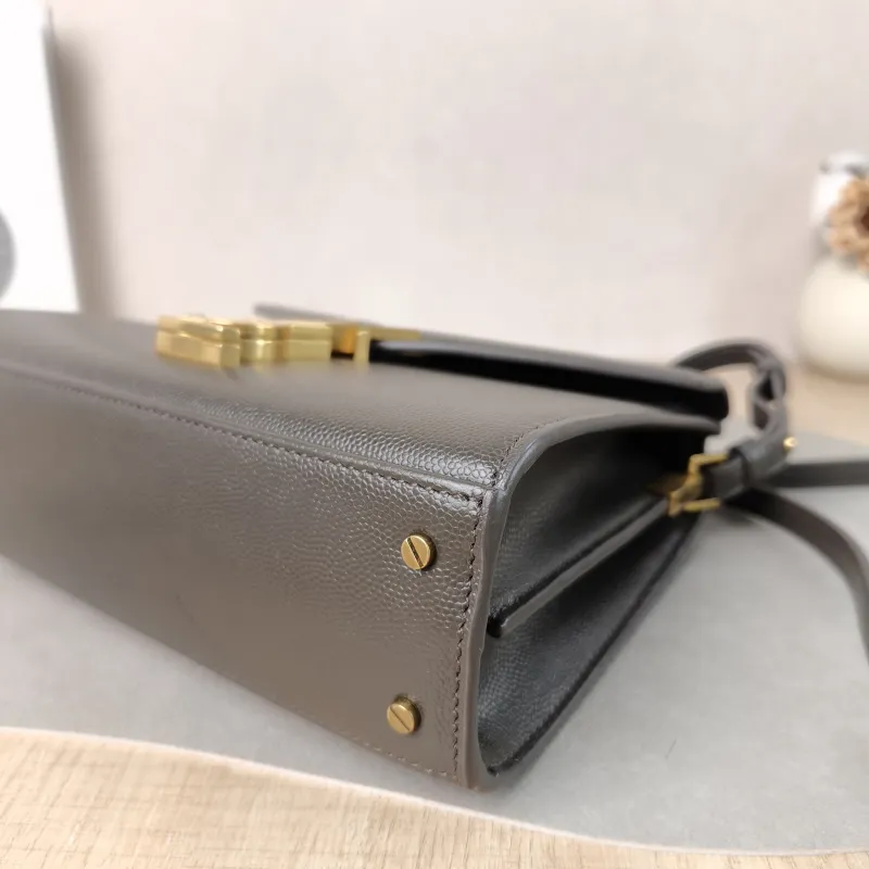 SAINT LAURENT Crossbody Bag Cassandra Shoulder Bag Brown Grained Calfskin Mini 20 × 7.5 × 16 cm — detail view 3 of 11