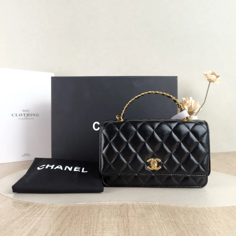 Chanel Crossbody Bag woc Black Lambskin Mini 19.2 × 3.5 × 12.3 cm — cover view 6 of 6