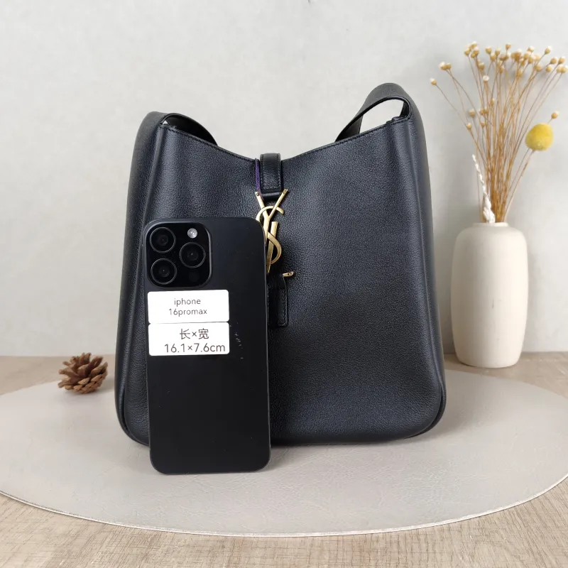 SAINT LAURENT Shoulder Bag LE 5 À 7 Hobo Black Calfskin Small 22 × 8.5 × 23 cm — cover view 2 of 5