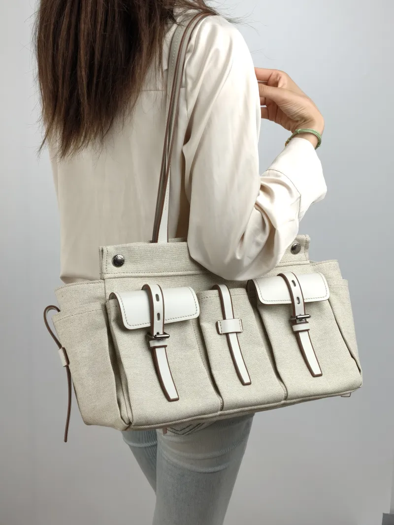 PRADA Shoulder Bag Route Tote Bag Canvas · Calfskin Large 34 × 17 × 25 cm — on-model view 1 of 2
