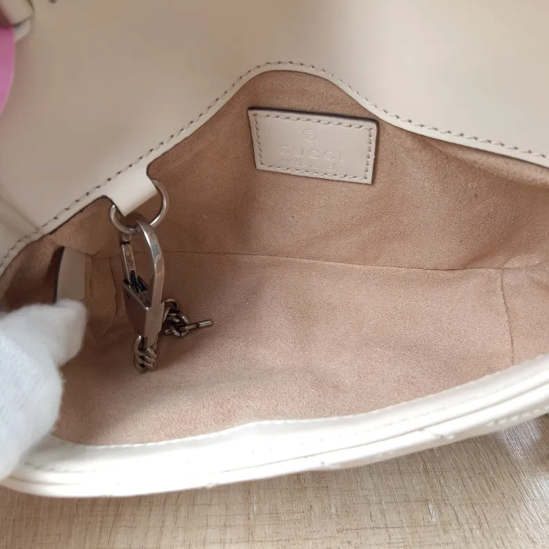 GUCCI Shoulder Bag GG Marmont Mini Marmont Mini g White Calfskin Mini 16.5 × 4.5 × 9.5 cm — detail view 10 of 13