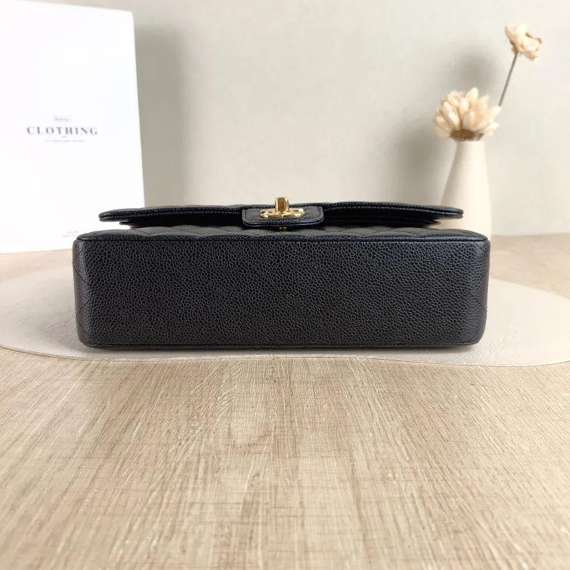 Chanel Crossbody Bag Classic Flap CF Black Grained Calfskin Medium 25.5 × 6.5 × 15.5 cm — cover view 4 of 4
