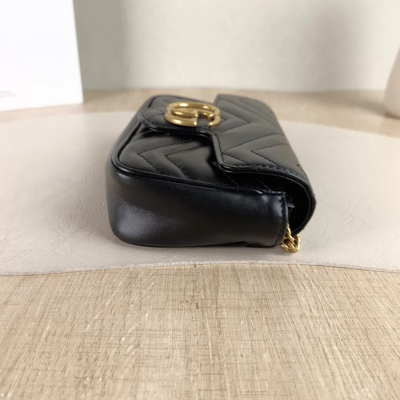 GUCCI Crossbody Bag GG Marmont Mini Marmont Mini Black Calfskin Mini 16.5 × 4.5 × 9.5 cm — detail view 7 of 12