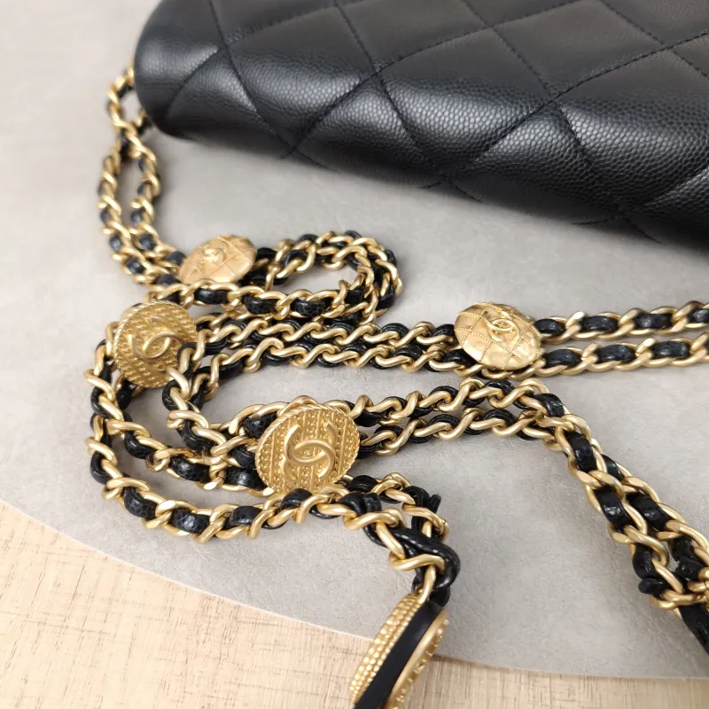 Chanel Crossbody Bag22a Black Grained Calfskin One Size20 × 6 × 15 cm — detail view 14 of 16