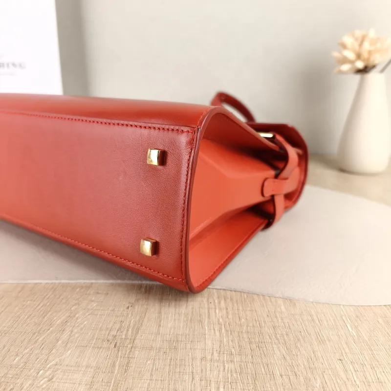 DELVAUX Crossbody Bag Tempete Top Handle Bag Red Calfskin Medium 27.5 × 9 × 23 cm — detail view 4 of 13