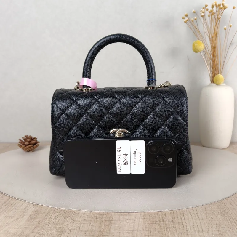 Chanel Top Handle Bag Coco Handle​ Black Grained Calfskin Small 24 × 10 × 14 cm — cover view 3 of 6