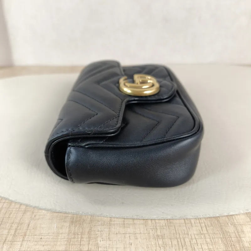 GUCCI Crossbody Bag GG Marmont Mini Marmont Mini Black Calfskin Mini 16.5 × 4.5 × 9.5 cm — detail view 9 of 11