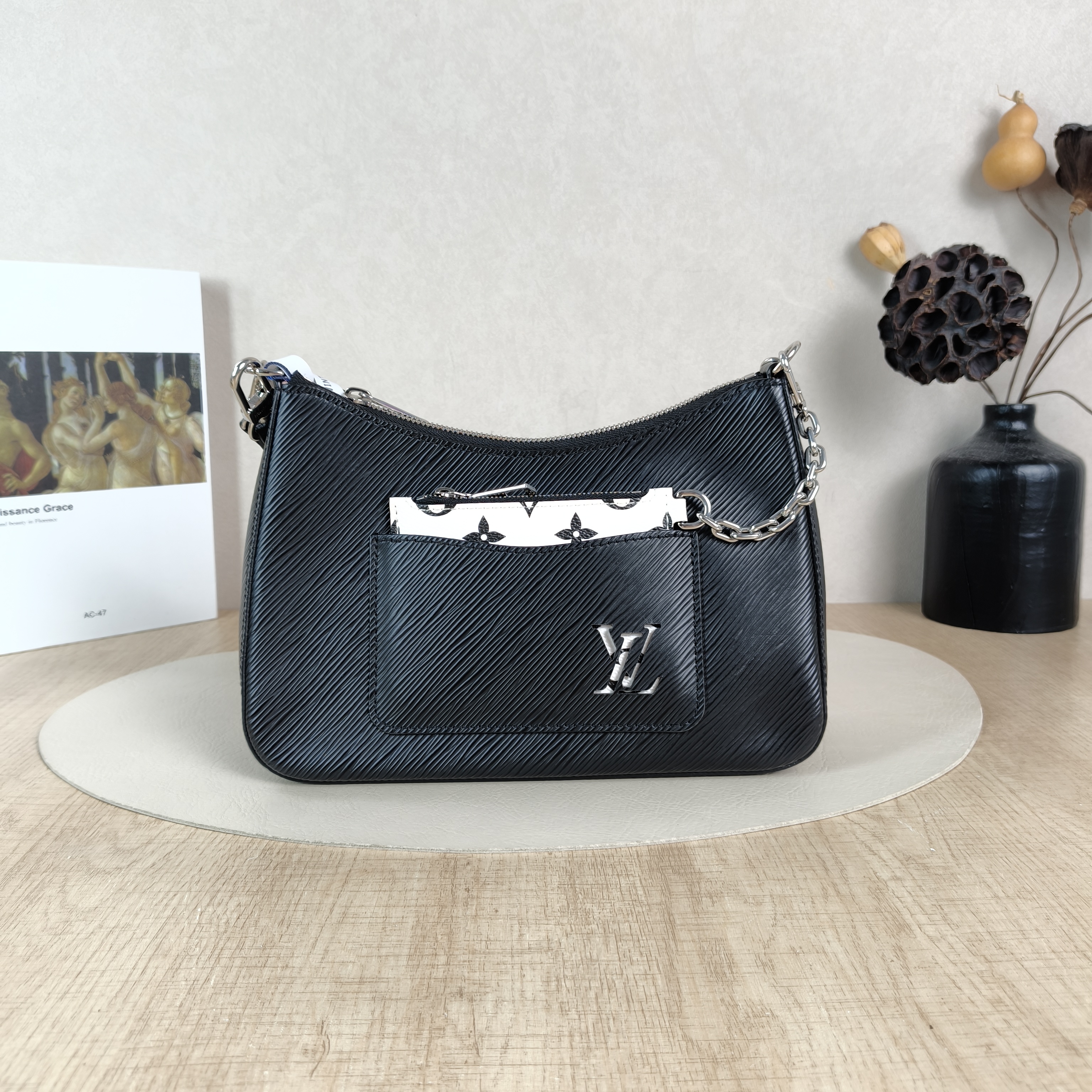 Louis Vuitton Crossbody Bag MARELLE Black Epi Embossed Calfskin Small25 × 8 × 15 cm