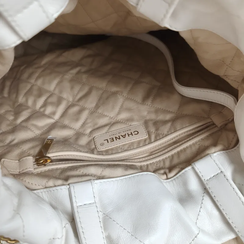 Chanel Backpack 22Bag Backpack White Gold Calfskin Small 29 × 8 × 34 cm — detail view 11 of 11