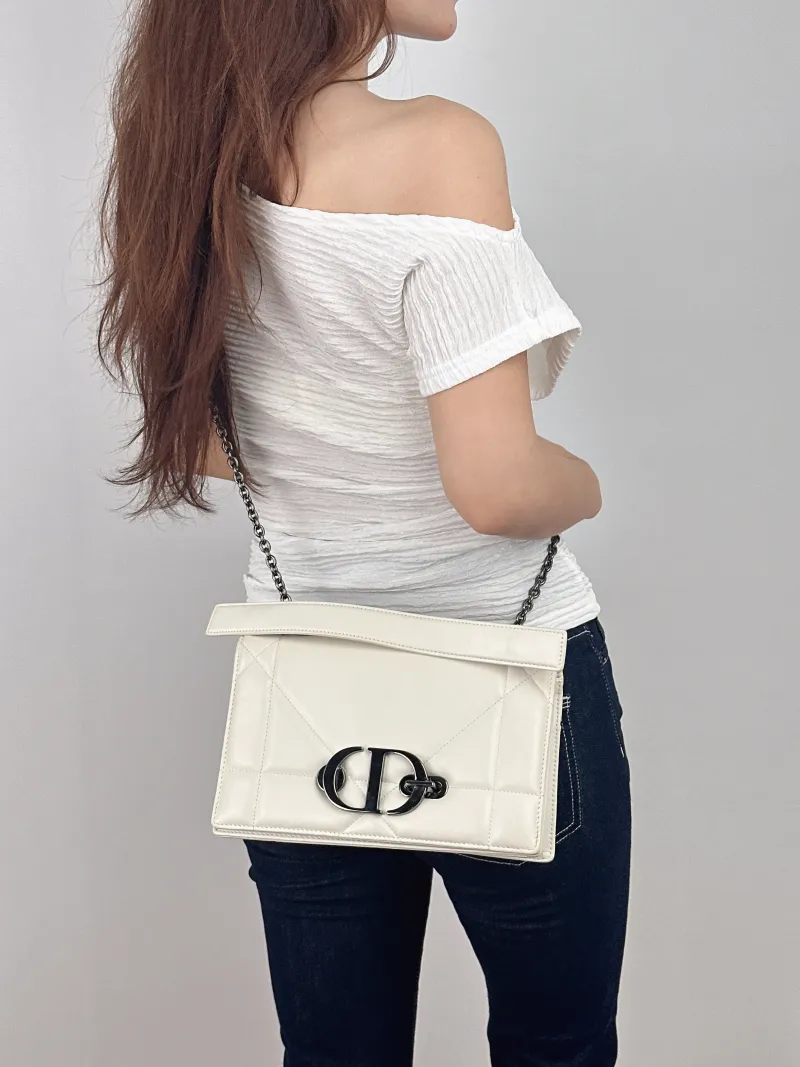 DIOR Crossbody Bag30Montaigne White Lambskin One Size25 × 8 × 15 cm — on-model view 2 of 3
