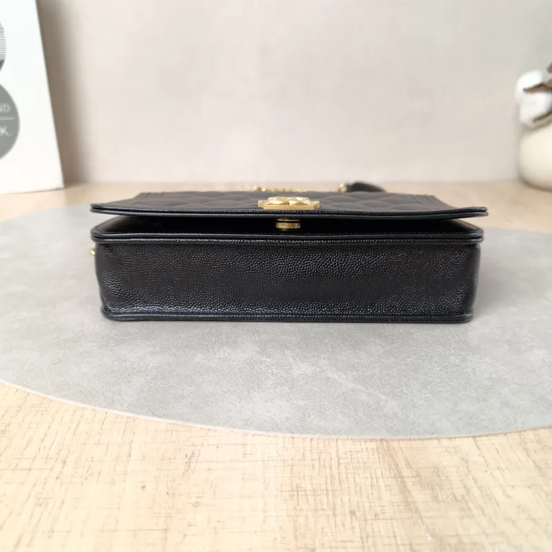 Chanel Crossbody Bag Le Boy​ WOC Black Grained Calfskinmini19.2 × 3.5 × 12.3 cm — cover view 5 of 6