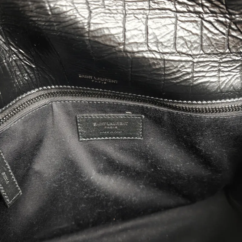 SAINT LAURENT Crossbody Bag Niki Black Waxed Leather Calfskin Medium 28 × 8.5 × 20 cm — detail view 12 of 12
