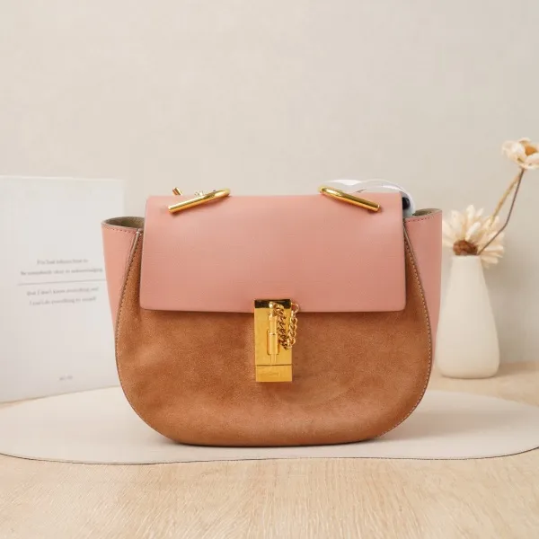 Chloé Pink Suede Calfskin · Shoulder Strap · 24 × 8 × 20 cm
