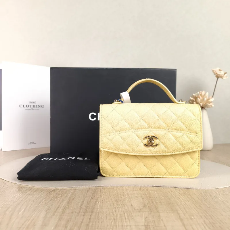 Chanel Backpack Yellow Grained Calfskin One Size 18.2 × 5 × 14 cm — cover view 3 of 6