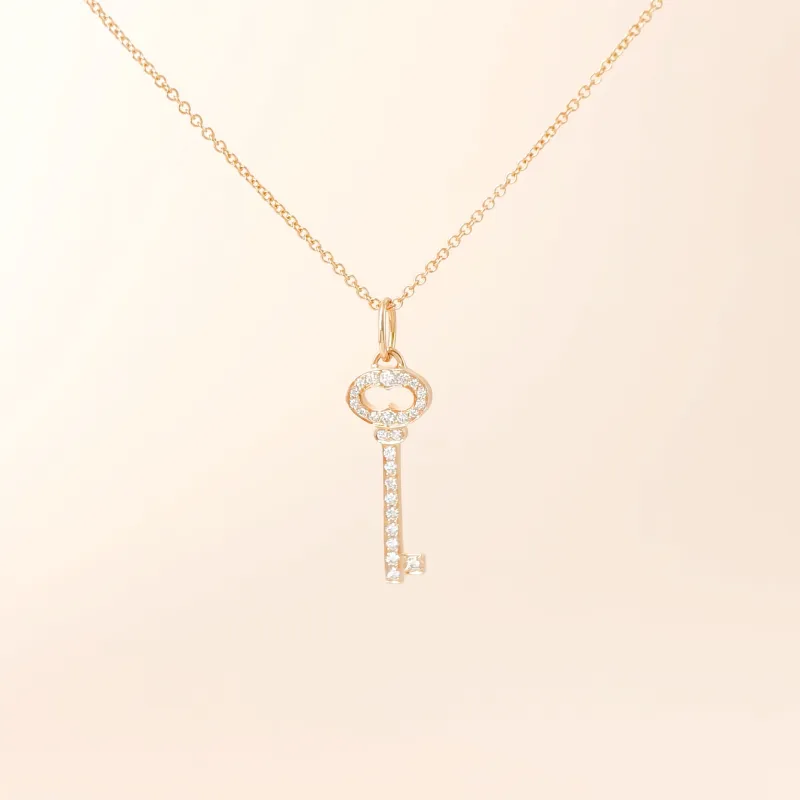 Tiffany&Co. Necklace Keys Collection Pavé Diamond Necklace Rose Gold Diamond18KR ose Gold One Size 40cm