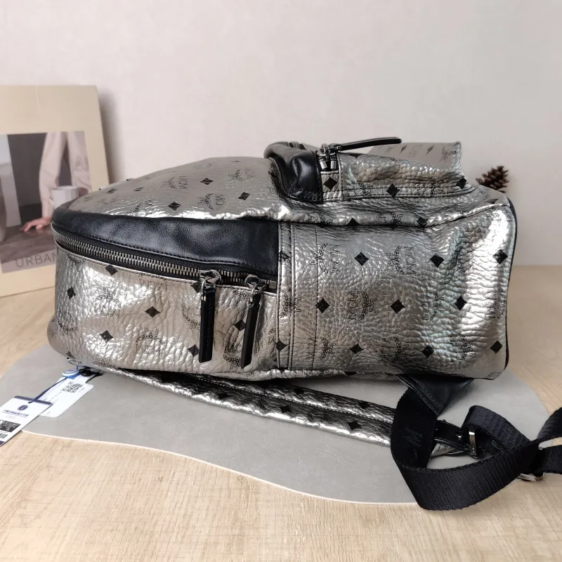 MCM Backpack Backpack Silver Canvas 32.5 × 15 × 39 cm — detail view 11 of 11
