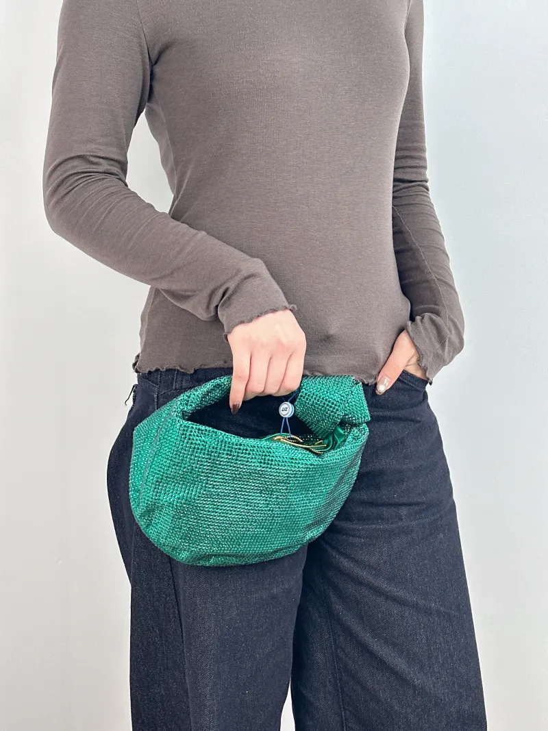 Bottega Veneta Top Handle Bag Jodie Green Mini 26 × 8 × 13 cm — on-model view 2 of 2