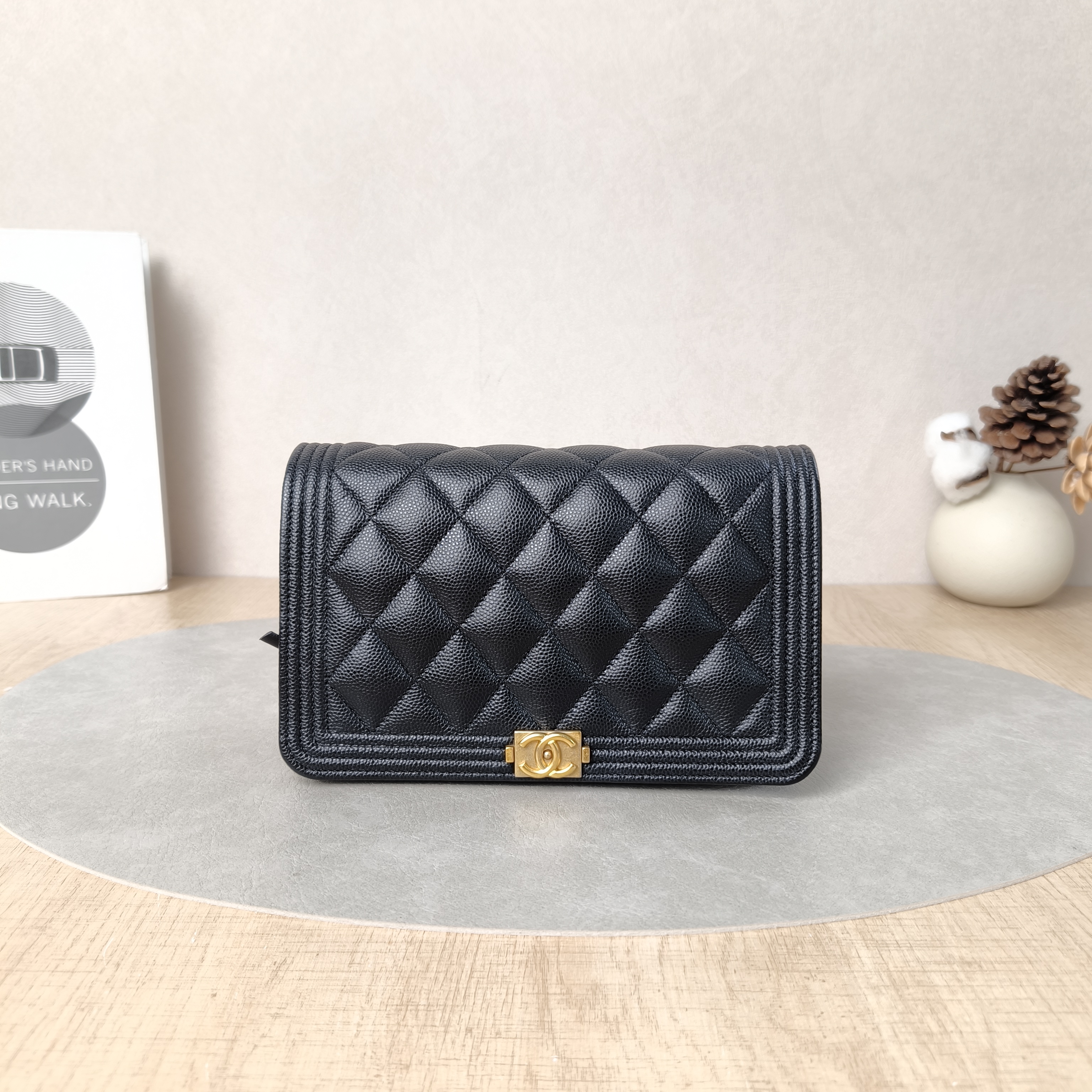 Chanel Crossbody Bag Le Boy​ WOC Black Grained Calfskinmini19.2 × 3.5 × 12.3 cm