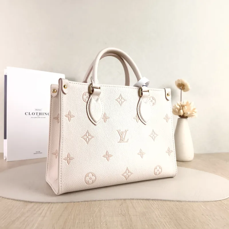 Louis Vuitton Shoulder Bag Onthego Beige · Pink Empreinte Embossed Calfskin Small 25 × 11.5 × 19 cm — cover view 5 of 6