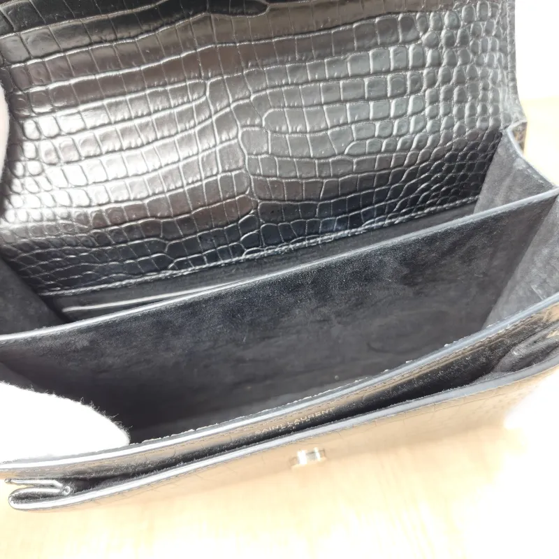 SAINT LAURENT Crossbody Bag SUNSET Black CC alfskin Medium22 × 6.5 × 16 cm Leather Tag — detail view 13 of 16