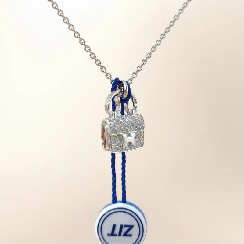 Hermès Necklace Amulettes Constance Pavé Diamond Necklace White Gold 18KW hite Gold Diamond One Size 40cm — cover view 11 of 11