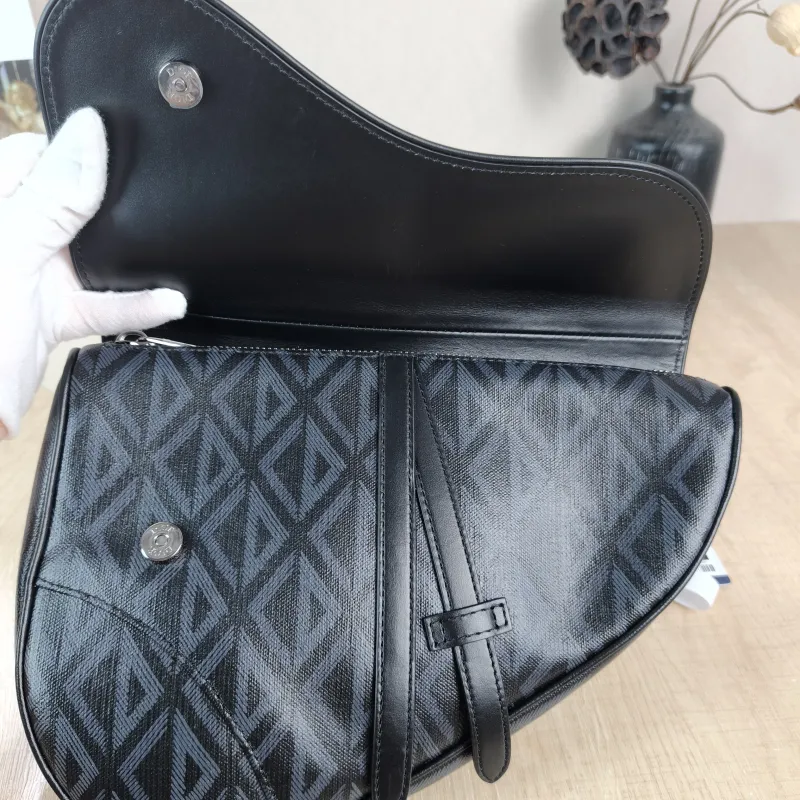 DIOR Crossbody Bag saddle Black PVC · Calfskin One Size 26 × 4.5 × 19 cm — detail view 1 of 11