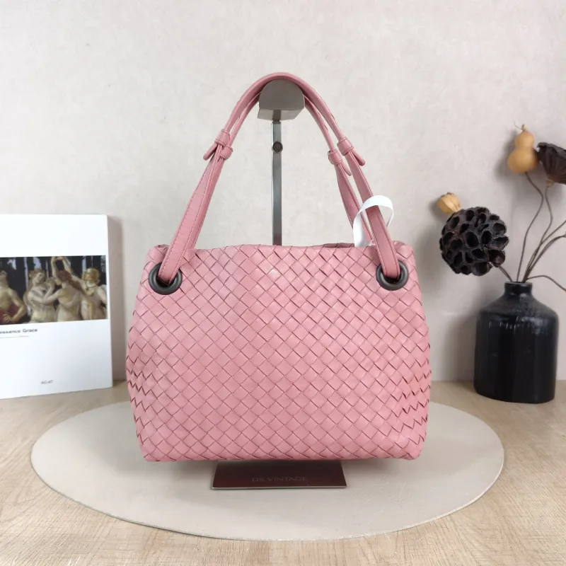Bottega Veneta Top Handle Bag Woven Top Handle Bag Pink Lambskin One Size 24 × 10 × 20 cm