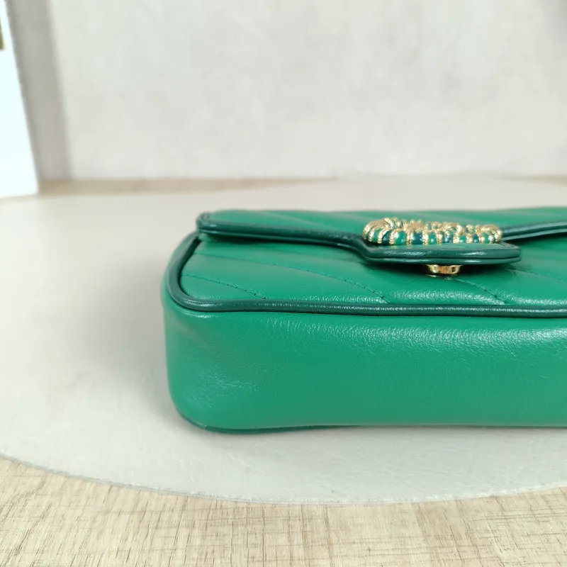GUCCI Crossbody Bag GG Marmont Mini Marmont Mini Green Calfskinmini16.5 × 4.5 × 9.5 cm — detail view 6 of 13