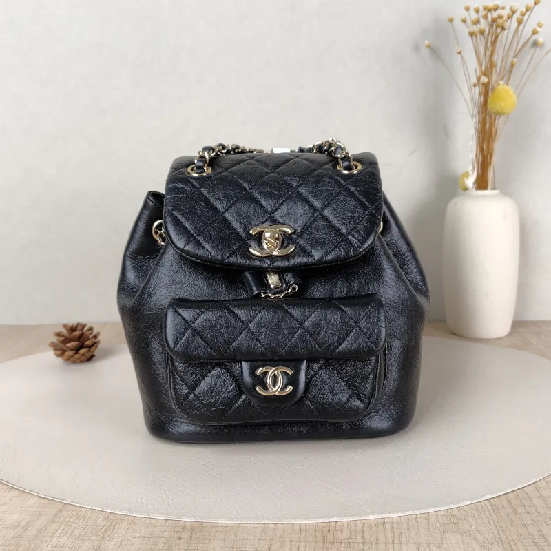 Chanel Backpack Duma Black Calfskin Small18 × 12 × 18.5 cm