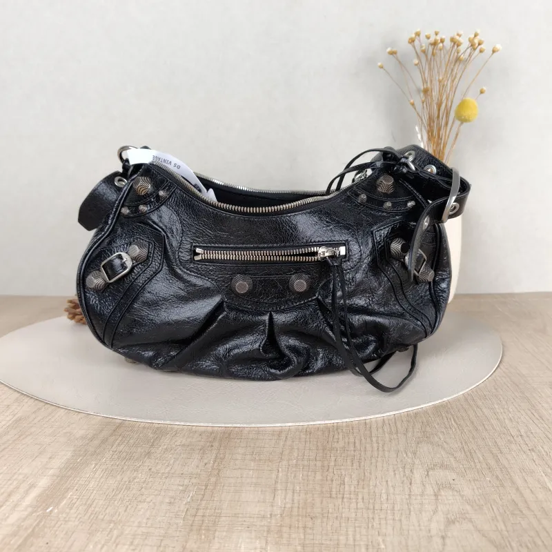 BALENCIAGA Crossbody Bag LE CAGOLE Black Lambskin Small 33 × 8.5 × 16 cm