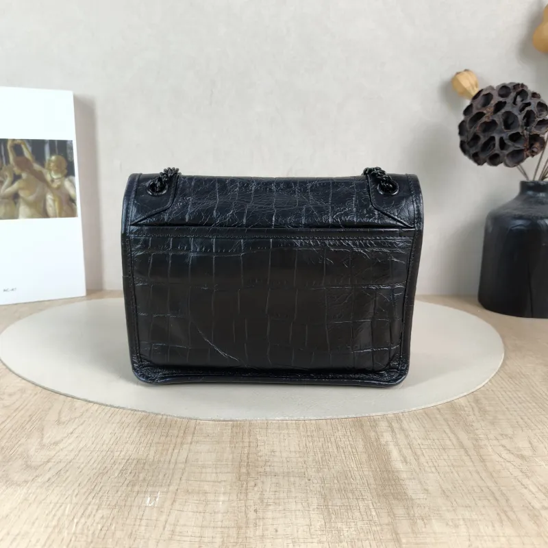 SAINT LAURENT Crossbody Bag Niki Black Waxed Leather Calfskin Small 21 × 7.5 × 16 cm — cover view 4 of 6