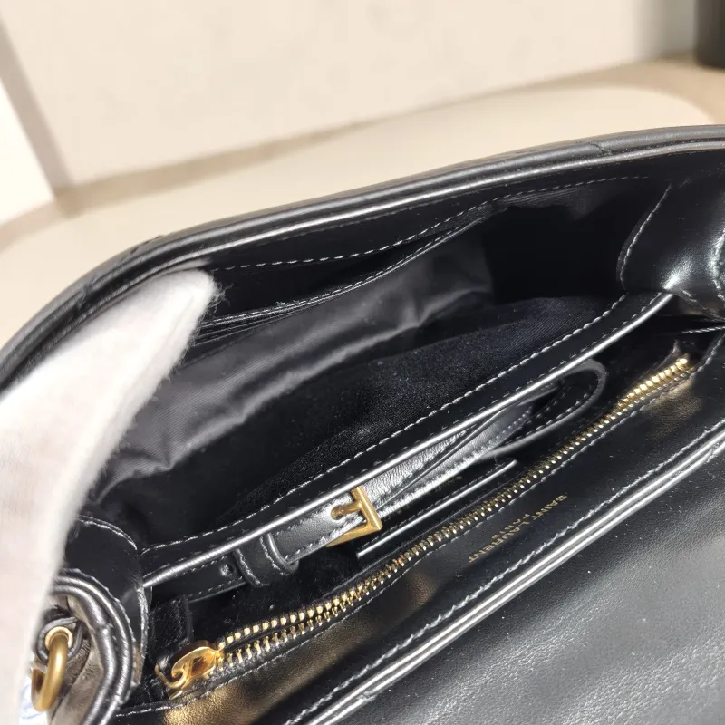 SAINT LAURENT Crossbody Bag LOULOU Black Calfskin Mini 20 × 7.5 × 14 cm — detail view 10 of 12