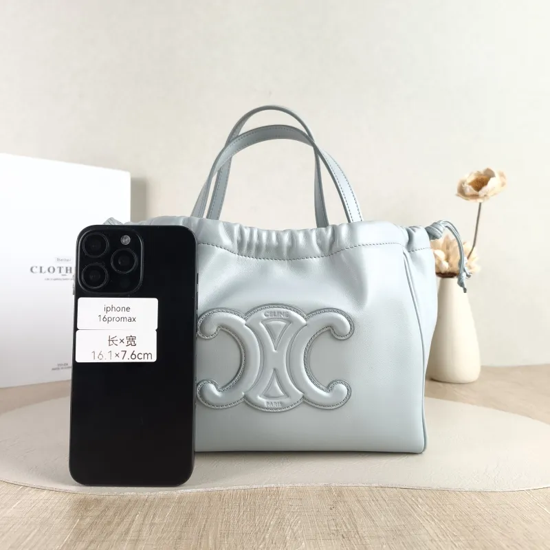 CELINE Top Handle Bag CABAS TRIOMPHE Blue Calfskin Small 22 × 15 × 17 cm — cover view 2 of 5