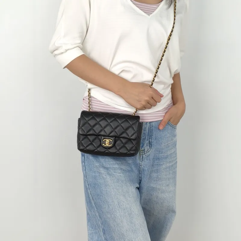 Chanel Crossbody Bag24b Crossbody Bag Black Lambskinmini18 × 6 × 11 cm — on-model view 2 of 3