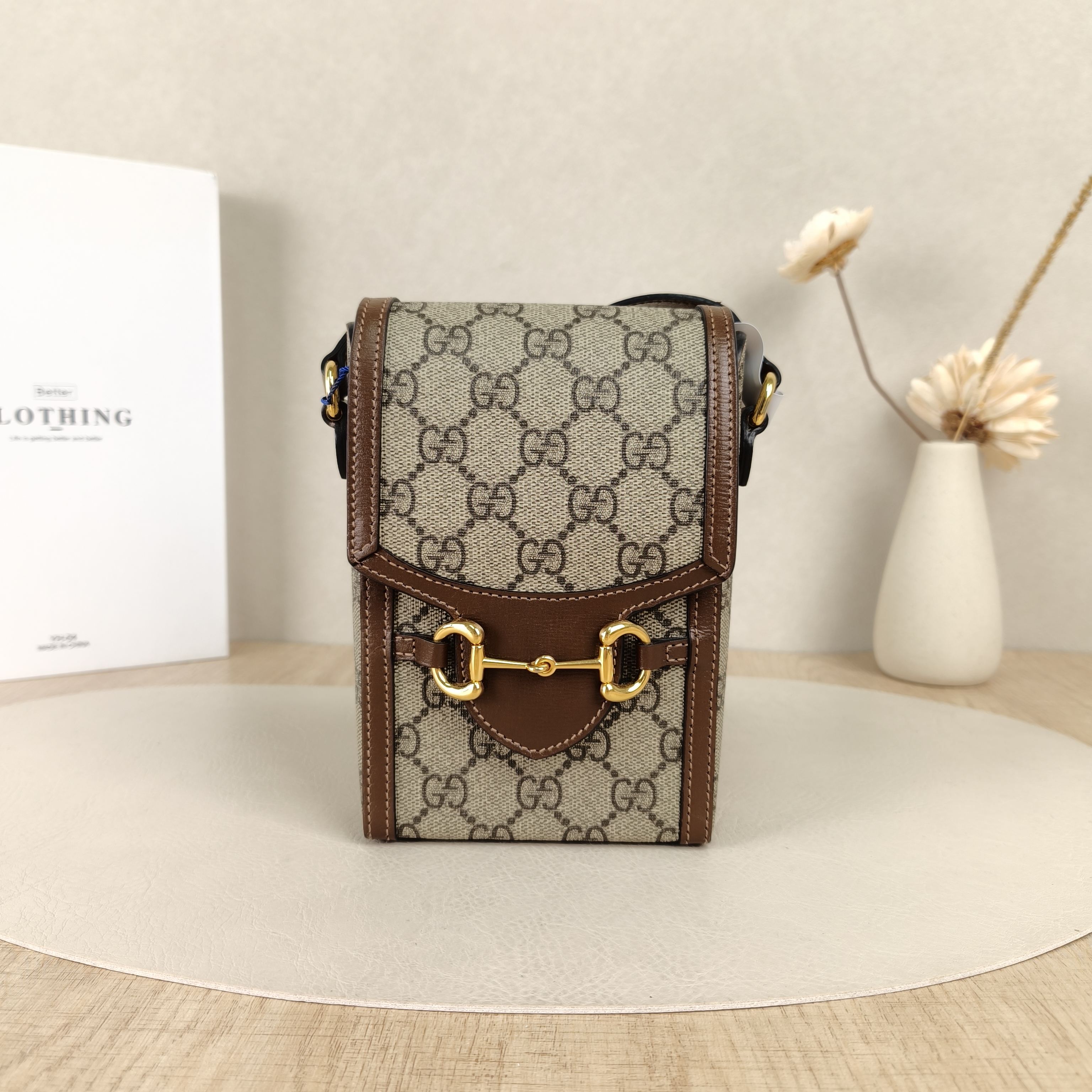 GUCCI Crossbody Bag Horsebit 1955Collection Mini Monogram PV Cmini11.5 × 4 × 17 cm
