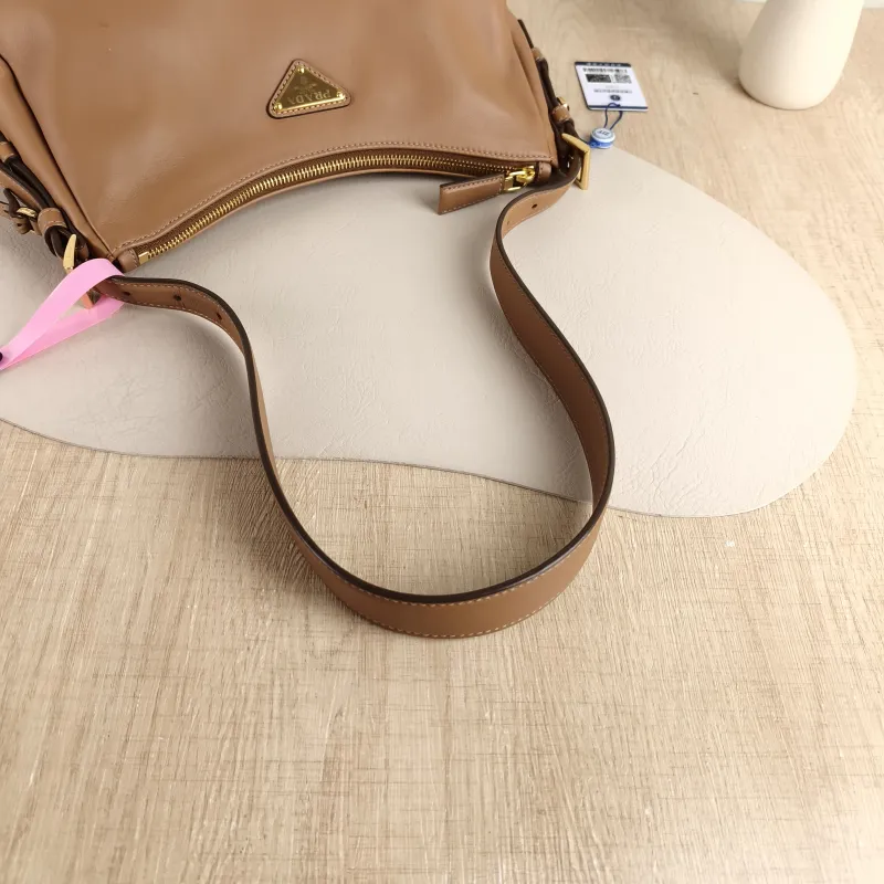 PRADA Shoulder Bag Aimée Brown Calfskin 31 × 9.5 × 18 cm — detail view 8 of 12