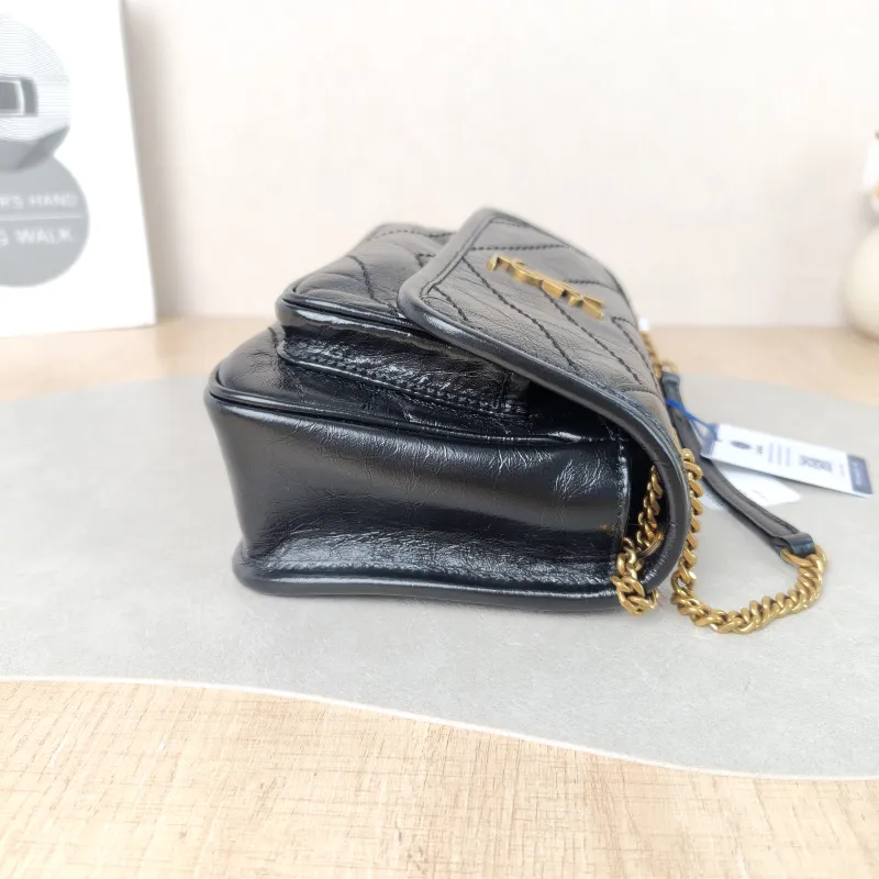 SAINT LAURENT Crossbody Bag Niki Black Waxed Leather Calfskin Mini 18 × 5 × 12.5 cm — detail view 9 of 10