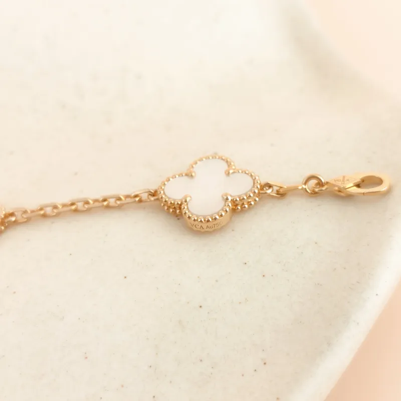 Van Cleef & Arpels Bracelet Alhambra Alhambra Collection Five-Motif Bracelet Pearl · White Mother-of-Pearl 18KY ellow Gold Vintage Small 19cm — cover view 2 of 9