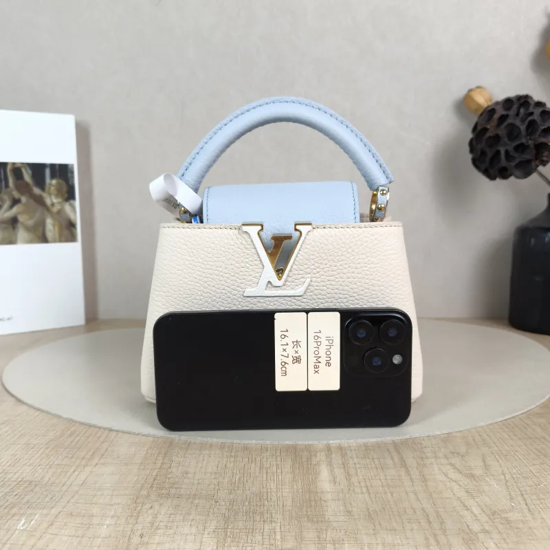 Louis Vuitton Shoulder Bag Capucines Blue White Calfskin Mini 21 × 8 × 14 cm — cover view 4 of 6