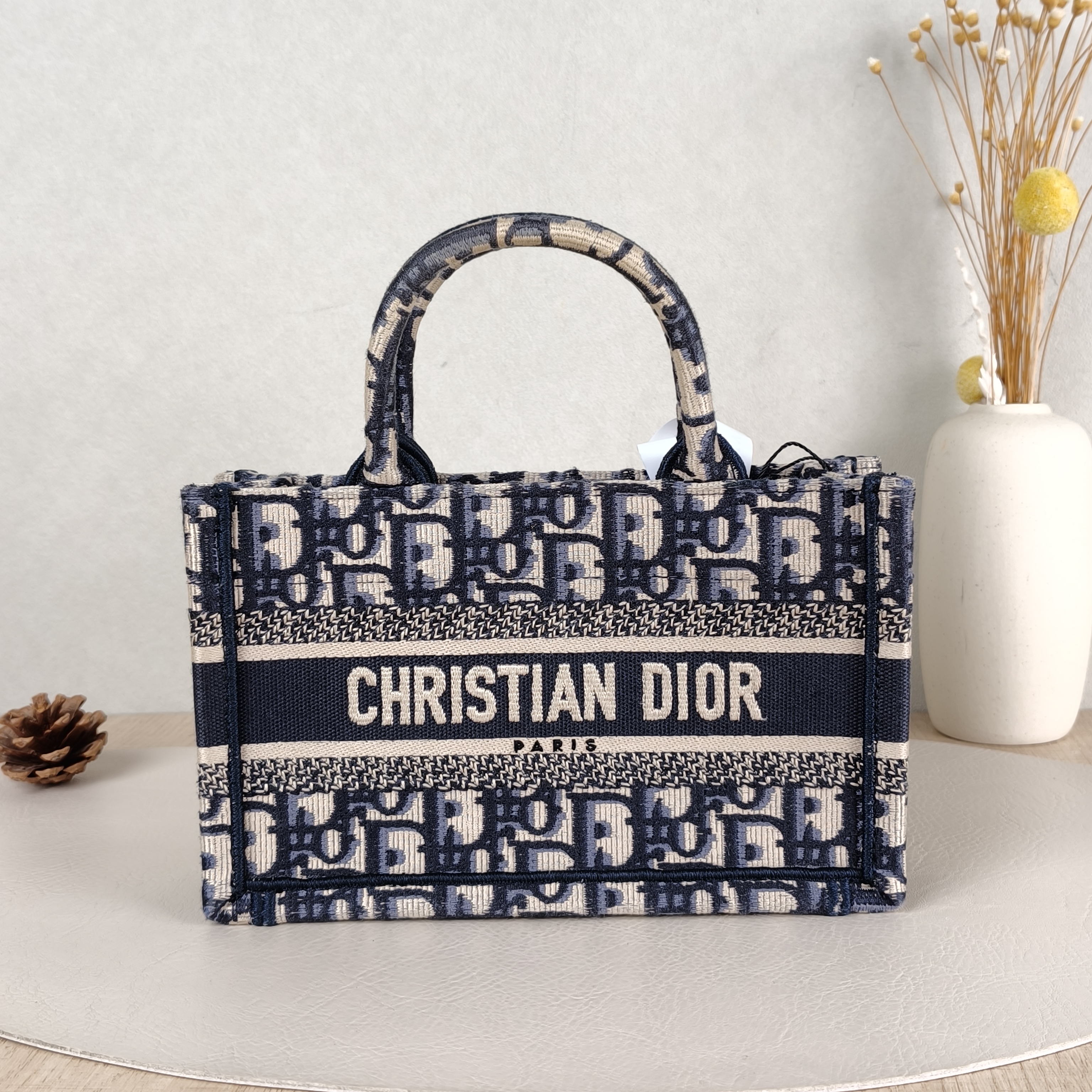 DIOR Shoulder Bag Book Tote Shoulder Strap Edition Blue Canvasmini21.5 × 7.5 × 13 cm