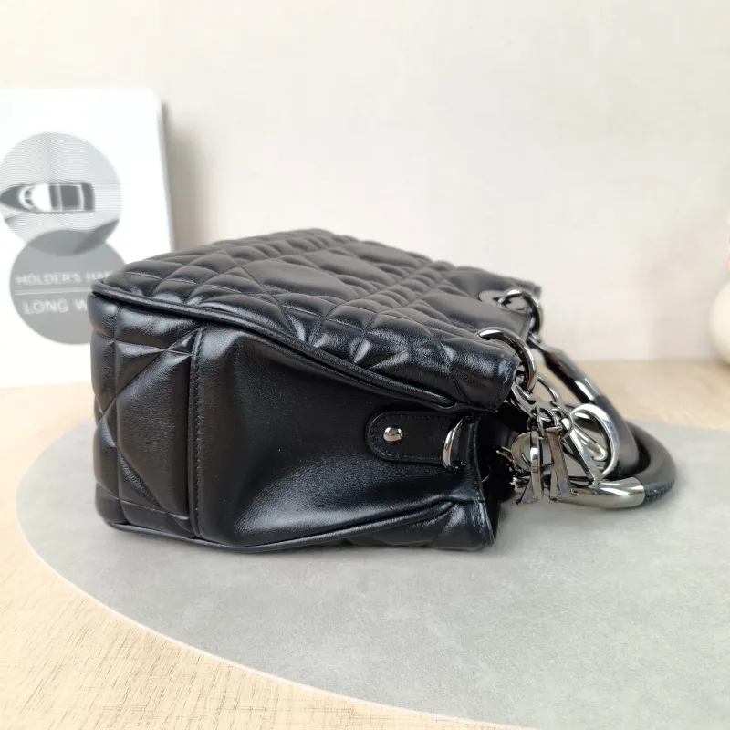 DIOR Top Handle Bag Lady 95.22 Black Calfskin Small25 × 10 × 16 cm — detail view 9 of 11