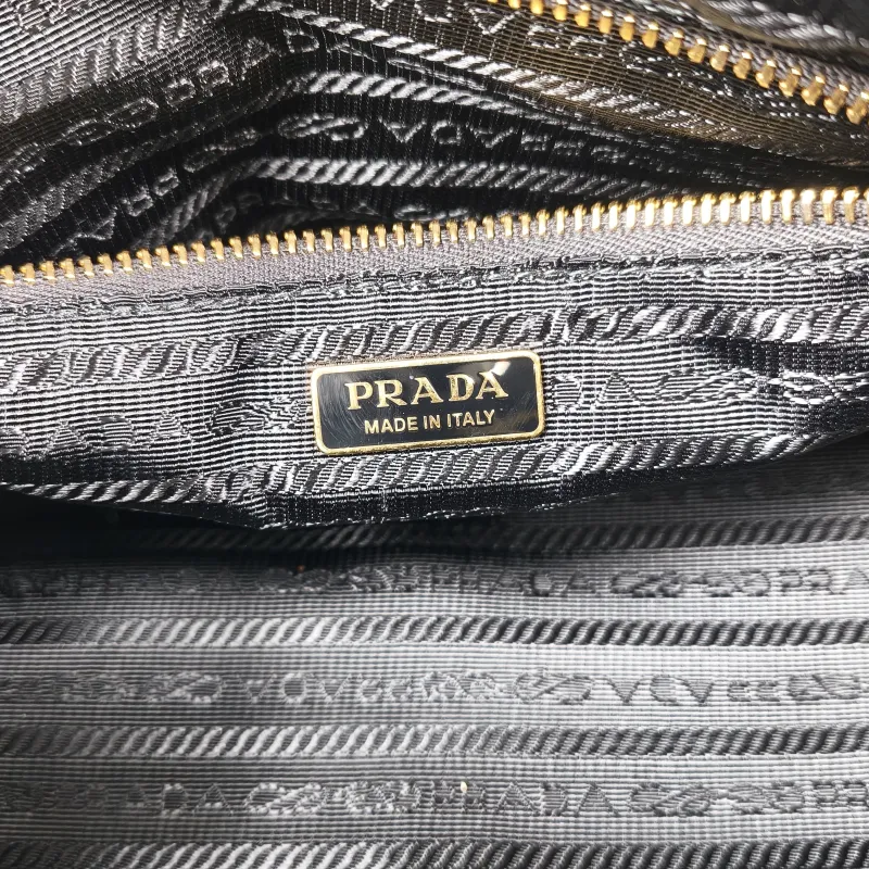 PRADA Shoulder Bag Bonnie Soft Lux Black Waxed Leather Medium32 × 12 × 15.5 cm — detail view 6 of 12