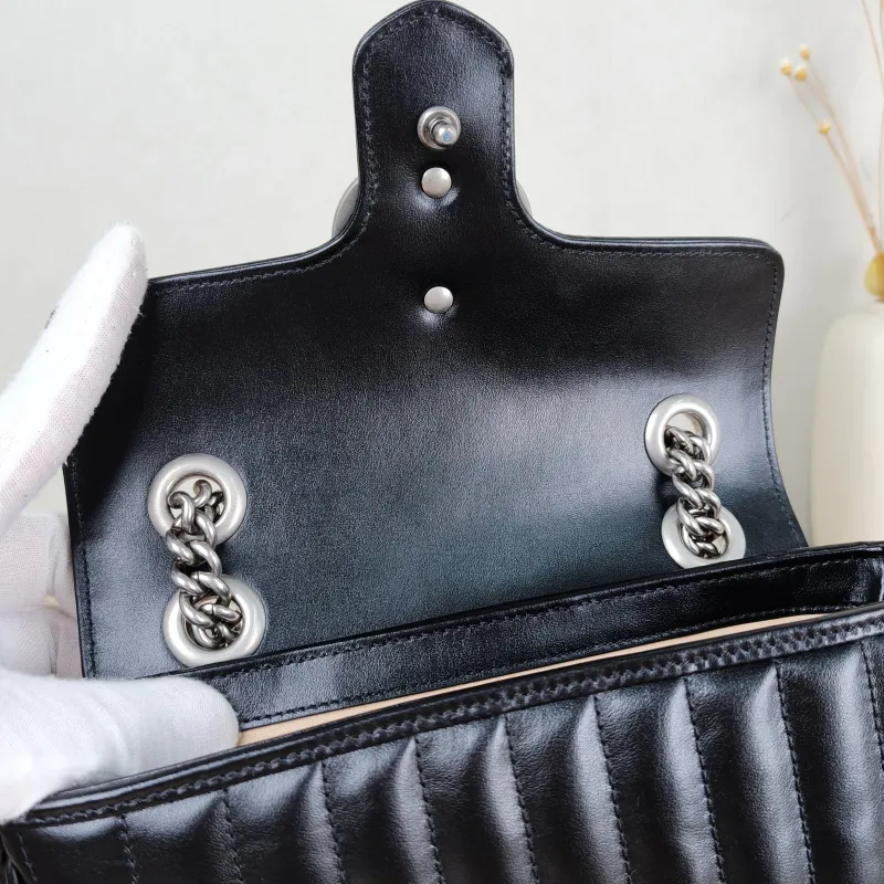 GUCCI Crossbody Bag GG Marmont Small Marmont 22 Black Calfskin Small 22 × 6 × 13 cm — detail view 10 of 11