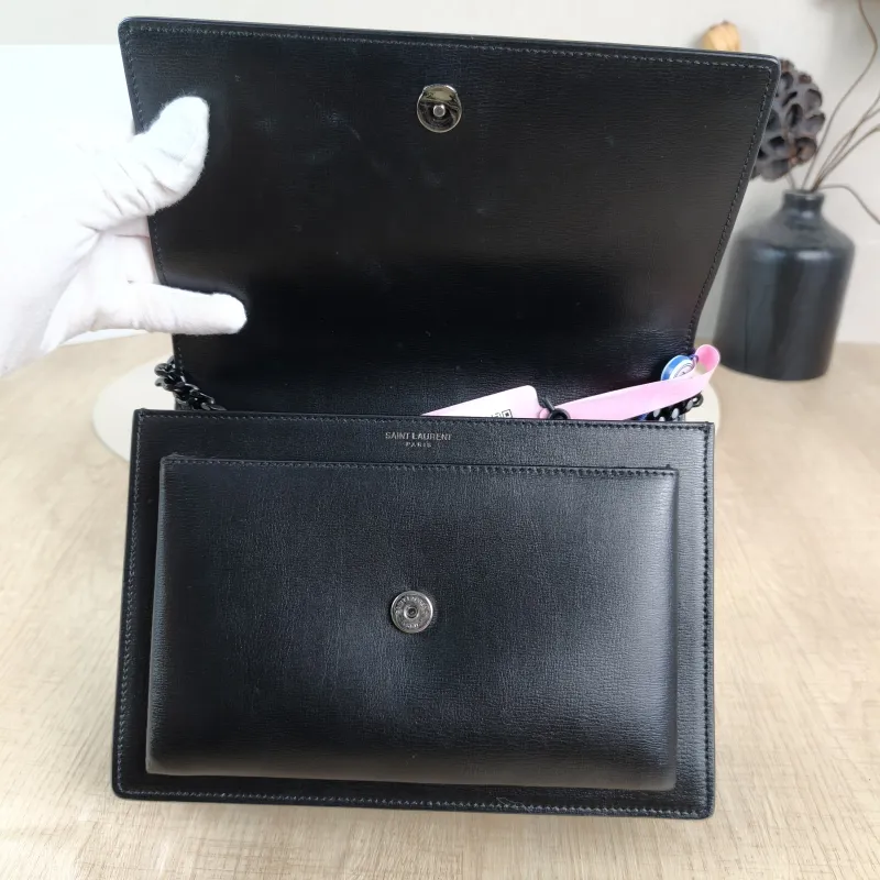 SAINT LAURENT Crossbody Bag SUNSET Black Calfskin Medium22 × 6.5 × 16 cm — detail view 1 of 13