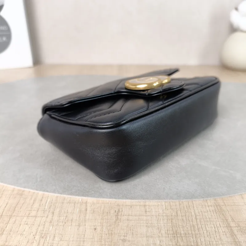 GUCCI Crossbody Bag GG Marmont Mini Marmont Mini Black Calfskin Mini 16.5 × 4.5 × 9.5 cm — detail view 10 of 13