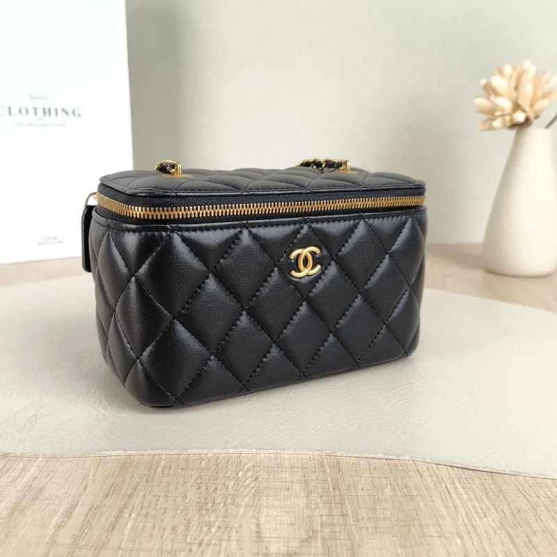 Chanel Crossbody Bag Edition Box Bag Cosmetic Bag Black Lambskin 16 × 8 × 9.5 cm — cover view 5 of 5
